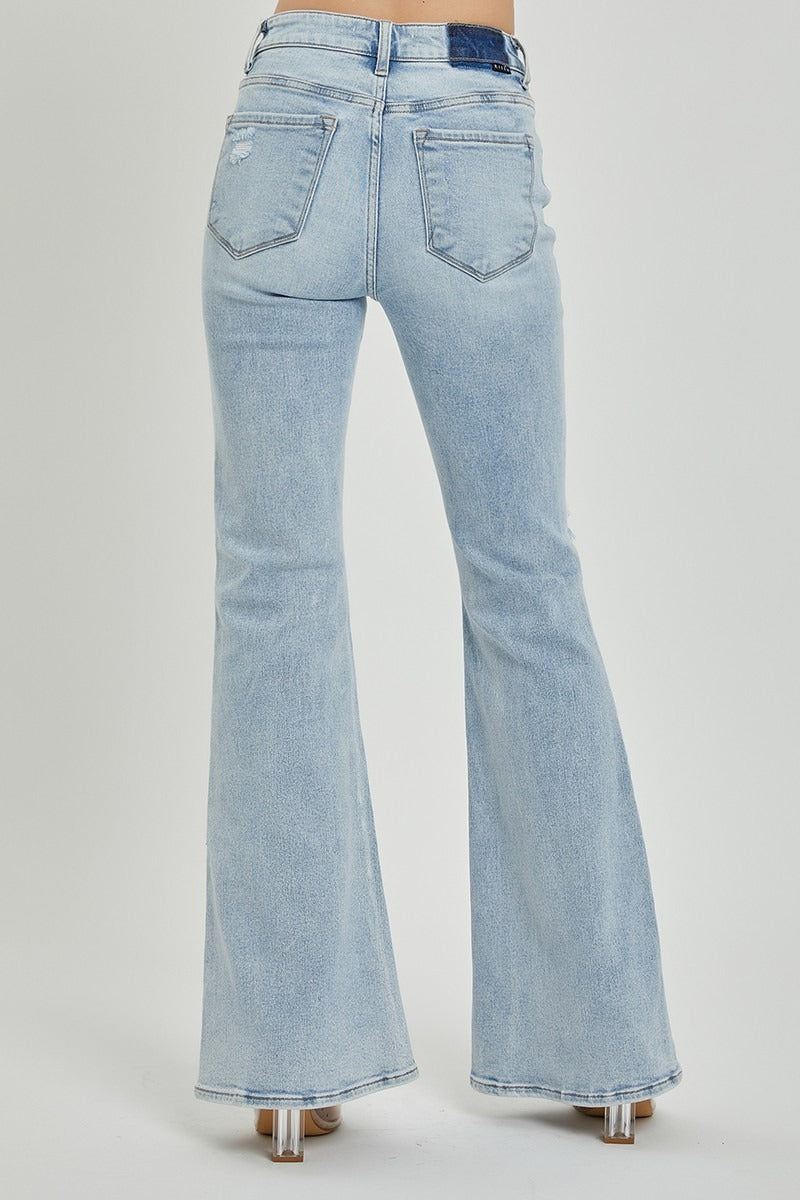 Mid Rise Button Fly Flare Jeans - Risen - RARA Boutique 