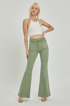 High Rise Patch Pocket Bell Bottom Jeans - Risen - RARA Boutique 