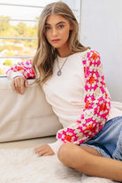 Crochet Detailed Long Sleeve Knit Sweater Top - RARA Boutique 