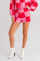 Checkered Sweater Lounge Shorts - RARA Boutique 