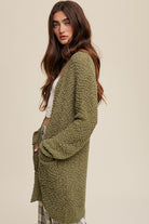 Long Popcorn Open Knit Cardigan Sweater - RARA Boutique 