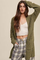 Long Popcorn Open Knit Cardigan Sweater - RARA Boutique 