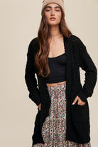 Long Popcorn Open Knit Cardigan Sweater - RARA Boutique 