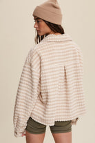 Striped Fleece Shacket with Collar - RARA Boutique 