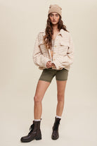 Striped Fleece Shacket with Collar - RARA Boutique 