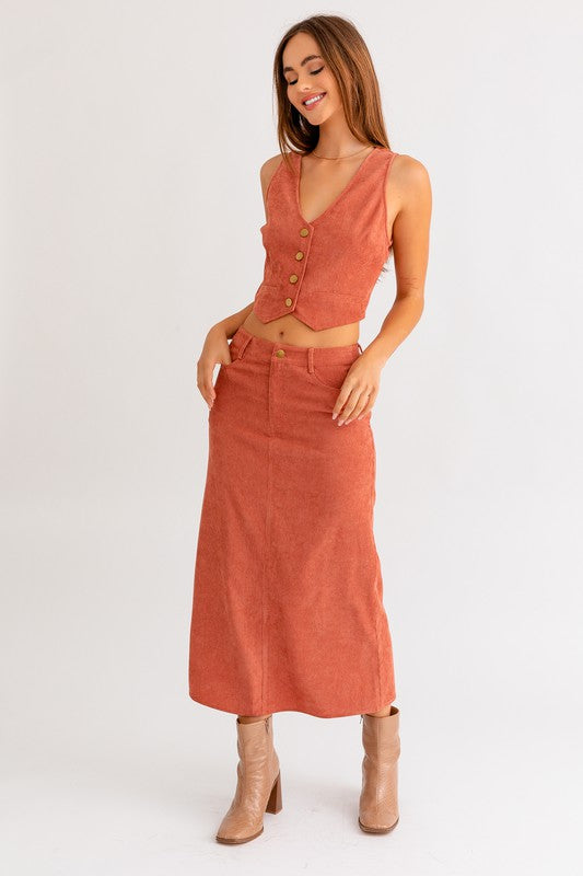 Long Corduroy Maxi Skirt - RARA Boutique 