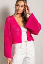 Wide Sleeve Eyelet Knit Cardigan - eesome - Rara Boutique 