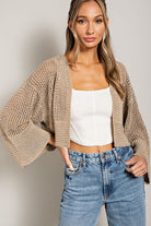 Wide Sleeve Eyelet Knit Cardigan - eesome - Rara Boutique 