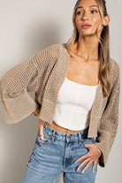 Wide Sleeve Eyelet Knit Cardigan - eesome - Rara Boutique 