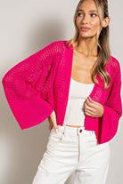 Wide Sleeve Eyelet Knit Cardigan - eesome - Rara Boutique 