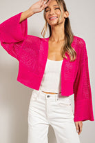 Wide Sleeve Eyelet Knit Cardigan - eesome - Rara Boutique 