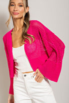 Wide Sleeve Eyelet Knit Cardigan - eesome - Rara Boutique 