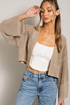 Wide Sleeve Eyelet Knit Cardigan - eesome - Rara Boutique 