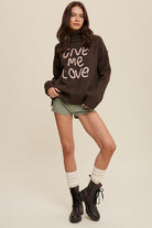 Give Me Love Stitched Mock Neck Sweater - RARA Boutique 