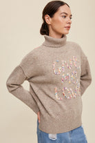 Give Me Love Stitched Mock Neck Sweater - RARA Boutique 