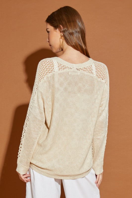 Hollow Detail Cardigan Sweater - RARA Boutique 