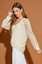 Hollow Detail Cardigan Sweater - RARA Boutique 