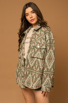 3D Pocket Aztec Print Shacket - RARA Boutique 