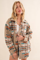 Aztec Shirt Jacket - RARA Boutique 