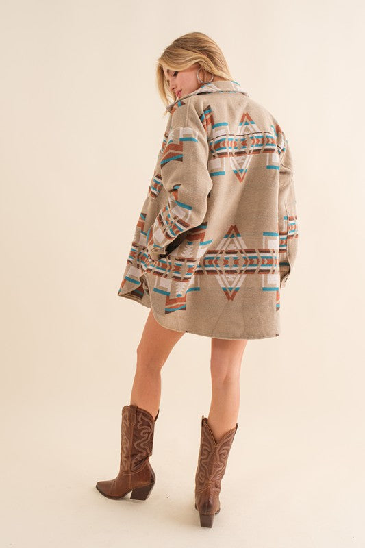 Aztec Shirt Jacket - RARA Boutique 