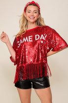 Sequin Game Day Fringe Top - RARA Boutique 