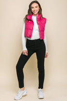 PU Faux Leather Puffer Vest With Snap Buttons - RARA Boutique 