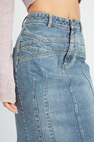 Fluted Maxi Denim Skirt - RARA Boutique 