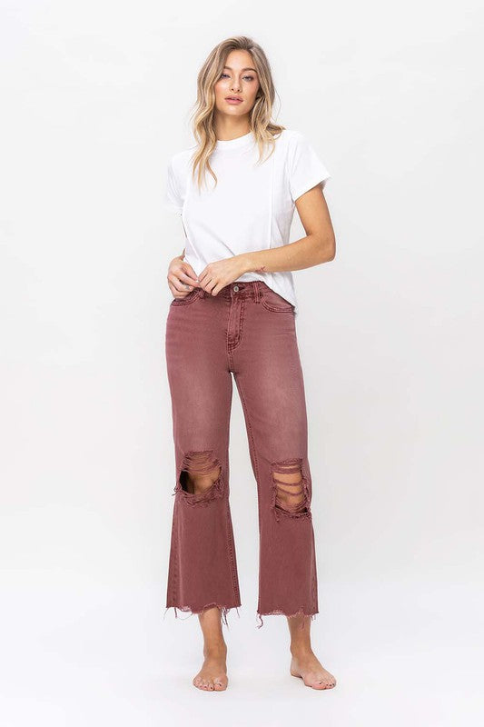 90's Vintage High Rise Crop Flare Jeans - RARA Boutique 