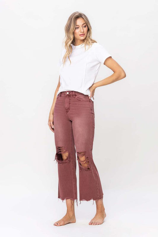 90's Vintage High Rise Crop Flare Jeans - RARA Boutique 