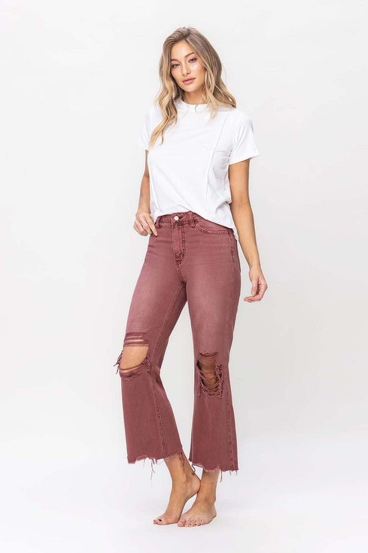 90's Vintage High Rise Crop Flare Jeans - RARA Boutique 