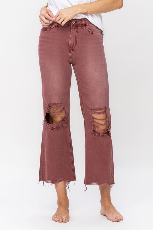 90's Vintage High Rise Crop Flare Jeans - RARA Boutique 