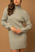 Turtle Neck Balloon Sleeve Sweater Dress - Gilli - RARA Boutique 