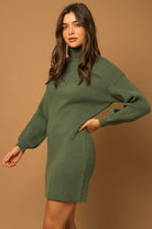 Turtle Neck Balloon Sleeve Sweater Dress - Gilli - RARA Boutique 