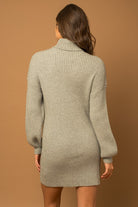 Turtle Neck Balloon Sleeve Sweater Dress - Gilli - RARA Boutique 