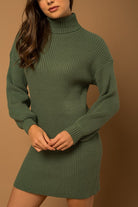 Turtle Neck Balloon Sleeve Sweater Dress - Gilli - RARA Boutique 