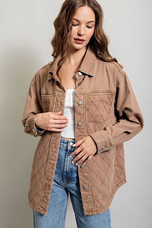 Quilted Button Down Jacket - RARA Boutique 