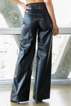 Vegan Leather Wide Leg Pants - RARA Boutique 