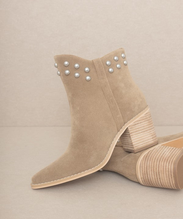 Pearl Studded Collar Booties - OASIS SOCIETY - RARA Boutique 