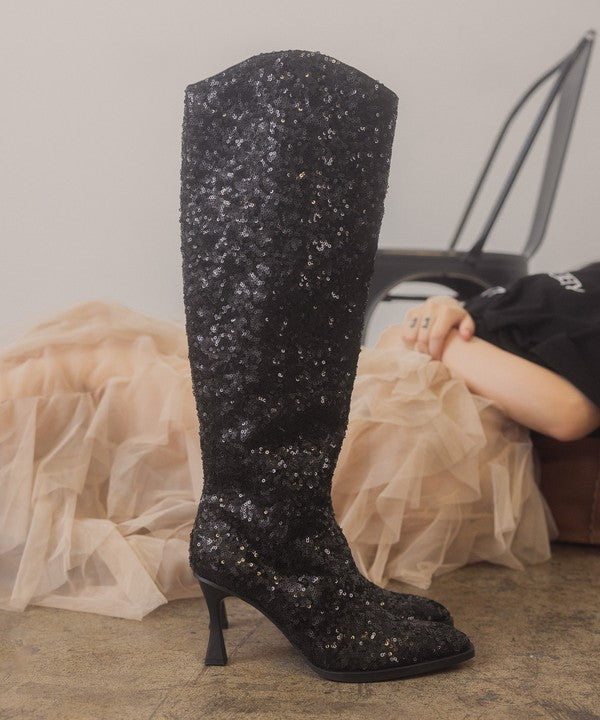 Knee High Sequin Boots - OASIS SOCIETY - RARA Boutique 