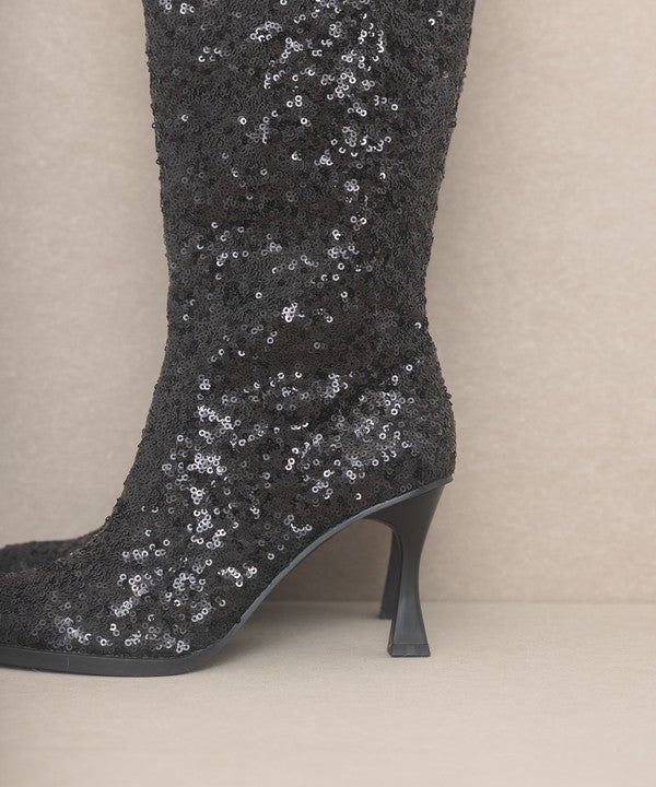 Knee High Sequin Boots - OASIS SOCIETY - RARA Boutique 