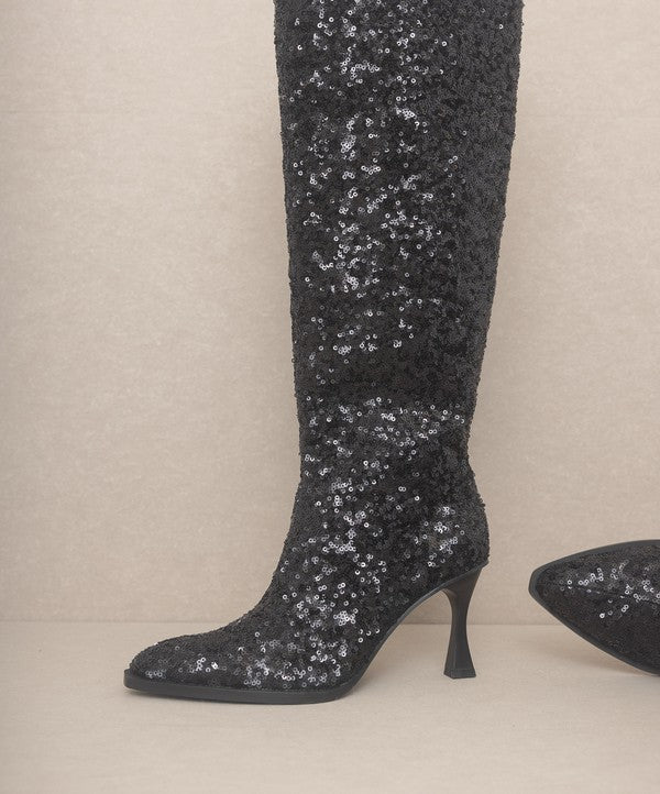 Knee High Sequin Boots - OASIS SOCIETY - RARA Boutique 