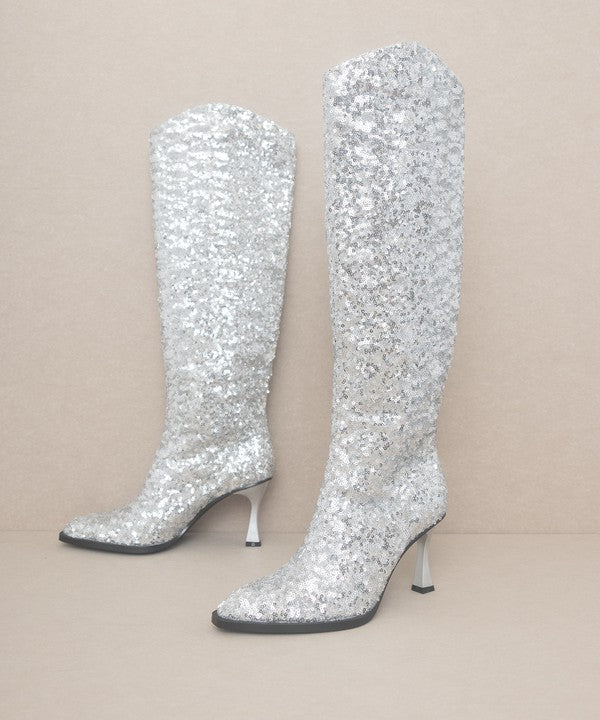 Knee High Sequin Boots - OASIS SOCIETY - RARA Boutique 