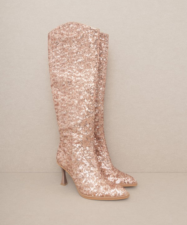 Knee High Sequin Boots - OASIS SOCIETY - RARA Boutique 