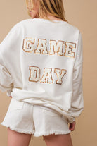 Fleece Terry Football Sequin Patch Sweatshirt - RARA Boutique 