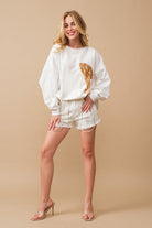 Fleece Terry Football Sequin Patch Sweatshirt - RARA Boutique 