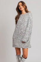 Long Sleeve Sequin Mini Dress - RARA Boutique 