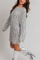 Long Sleeve Sequin Mini Dress - RARA Boutique 