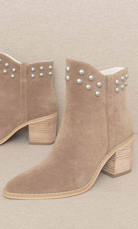 Pearl Studded Collar Booties - OASIS SOCIETY - RARA Boutique 