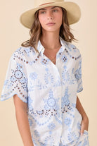 mainstrip blue eyelet top - RARA Boutique 