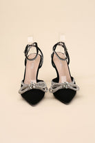 Rhinestone Double Bow Pointed Toe Heel - RARA Boutique 